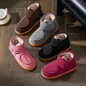 Winter velvet men's and women's high top bags with cotton shoes for home and outdoor wear, warm cotton slippers for the elderly