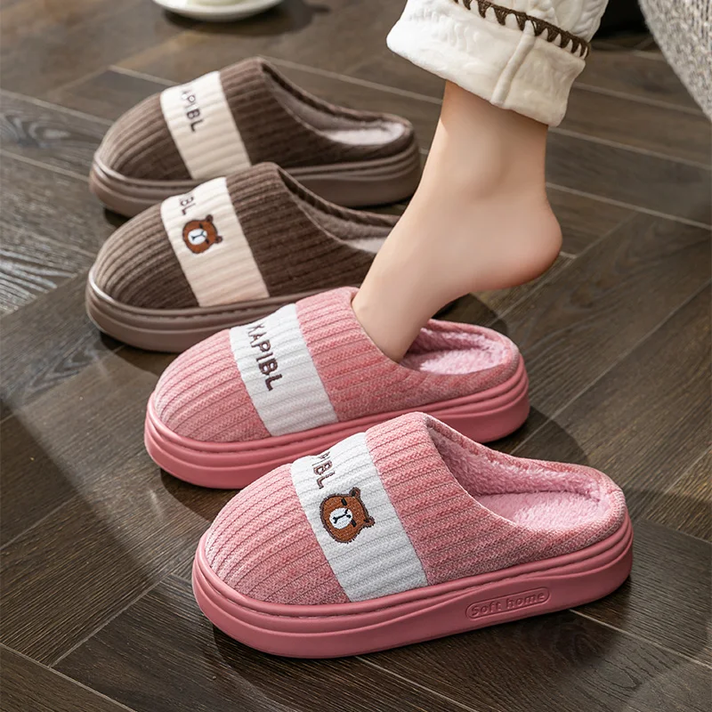 Women's winter new slippers indoor home anti slip floor soft bottom cotton slippers autumn and winter home - Image 3