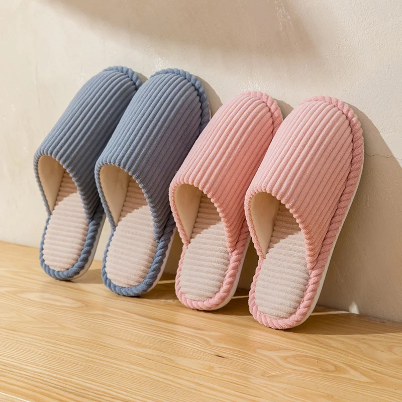 Cotton slippers for men, autumn and winter, warm indoor slippers for women, wooden floor slippers for home, couple slippers - Image 6